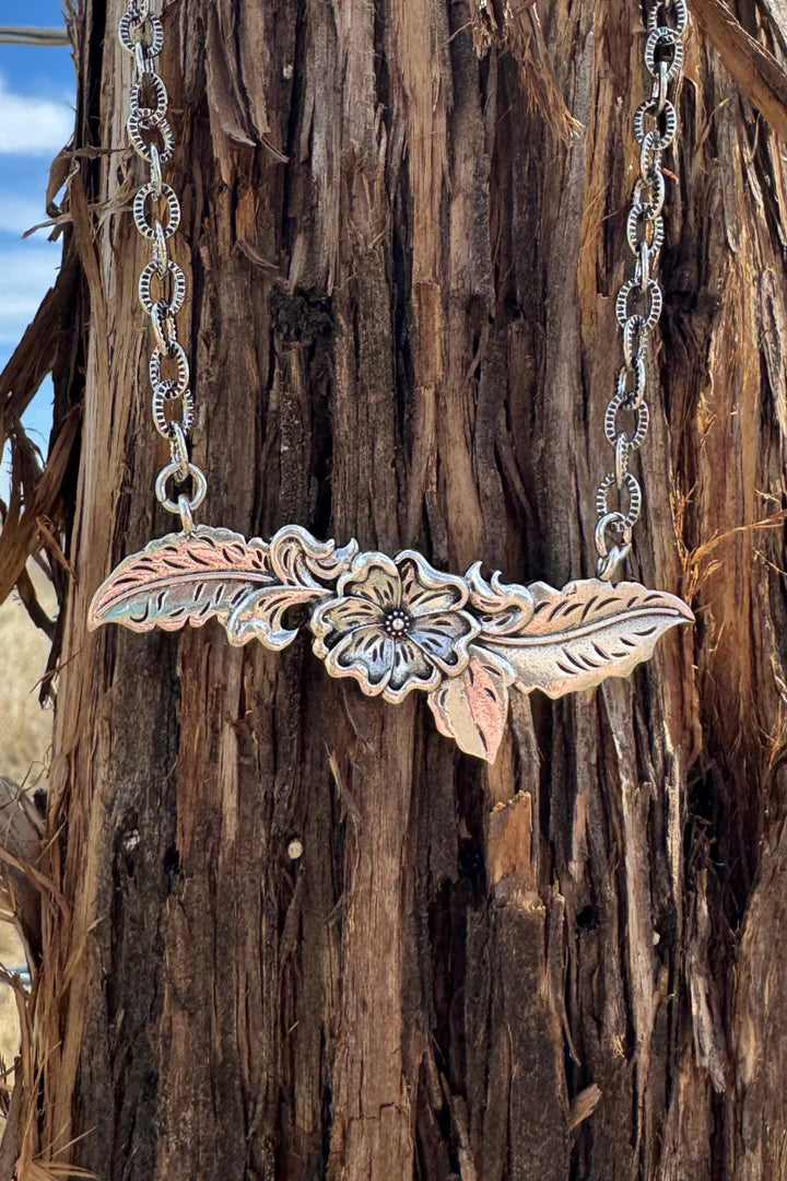 Tooled Leather Necklace stk