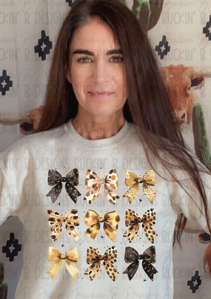 Golden Animal Print BOW sweatshirt