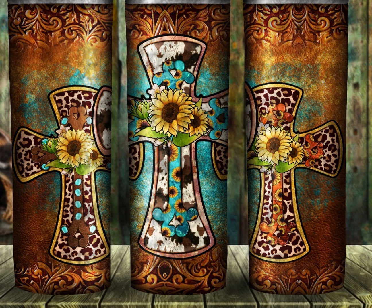 Tooled Crosses Tumbler