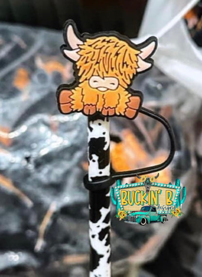 Highland Cow Straw Topper