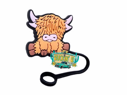Highland Cow Straw Topper