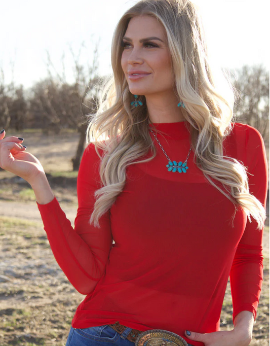 Meshed Out Red top stk