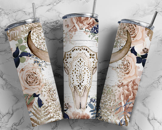 Floral Skull Tumbler