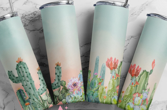 Watercolor Cactus Tumbler