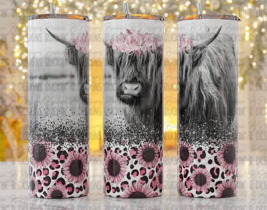 Pink Highland Cow  Tumblers