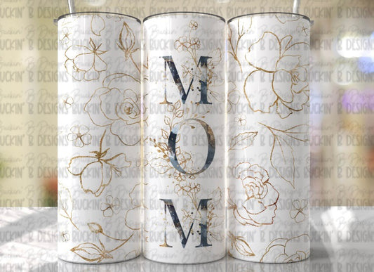 Gold Floral MOM Tumbler