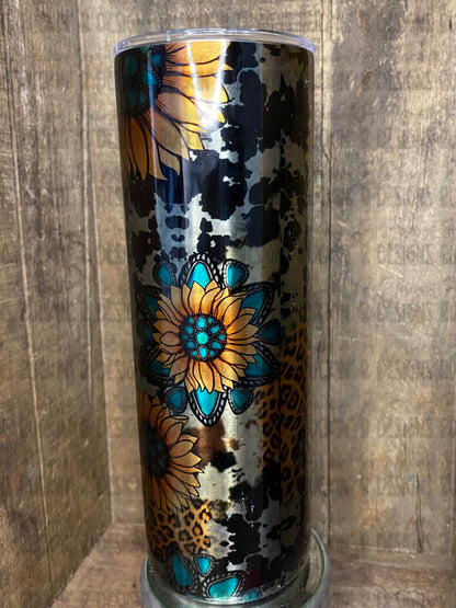 Cowhide & Sunflowers Tumbler